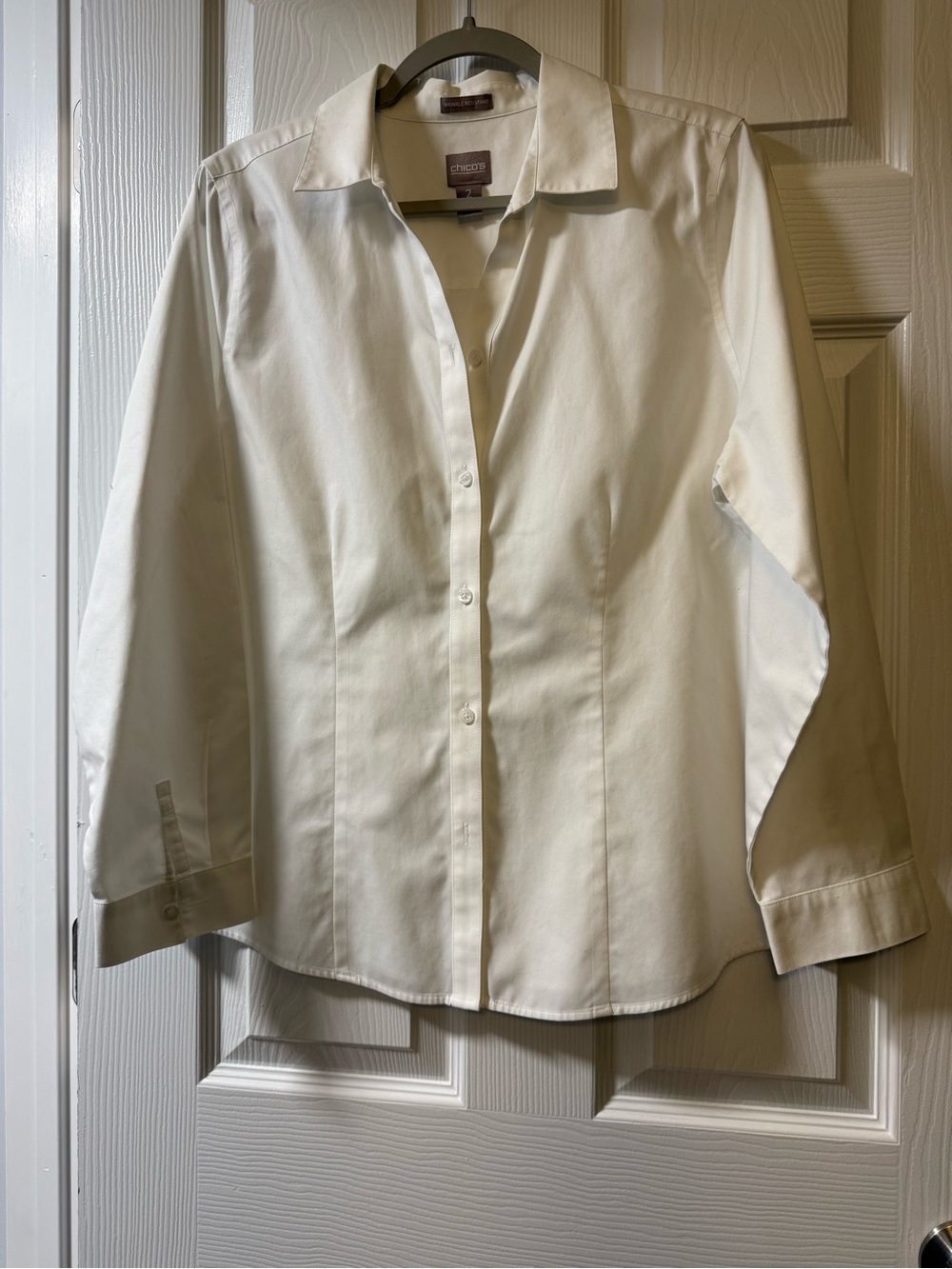 Chico’s Women's Stretch Button-Down Shirt - White Chico size 2 Large 12